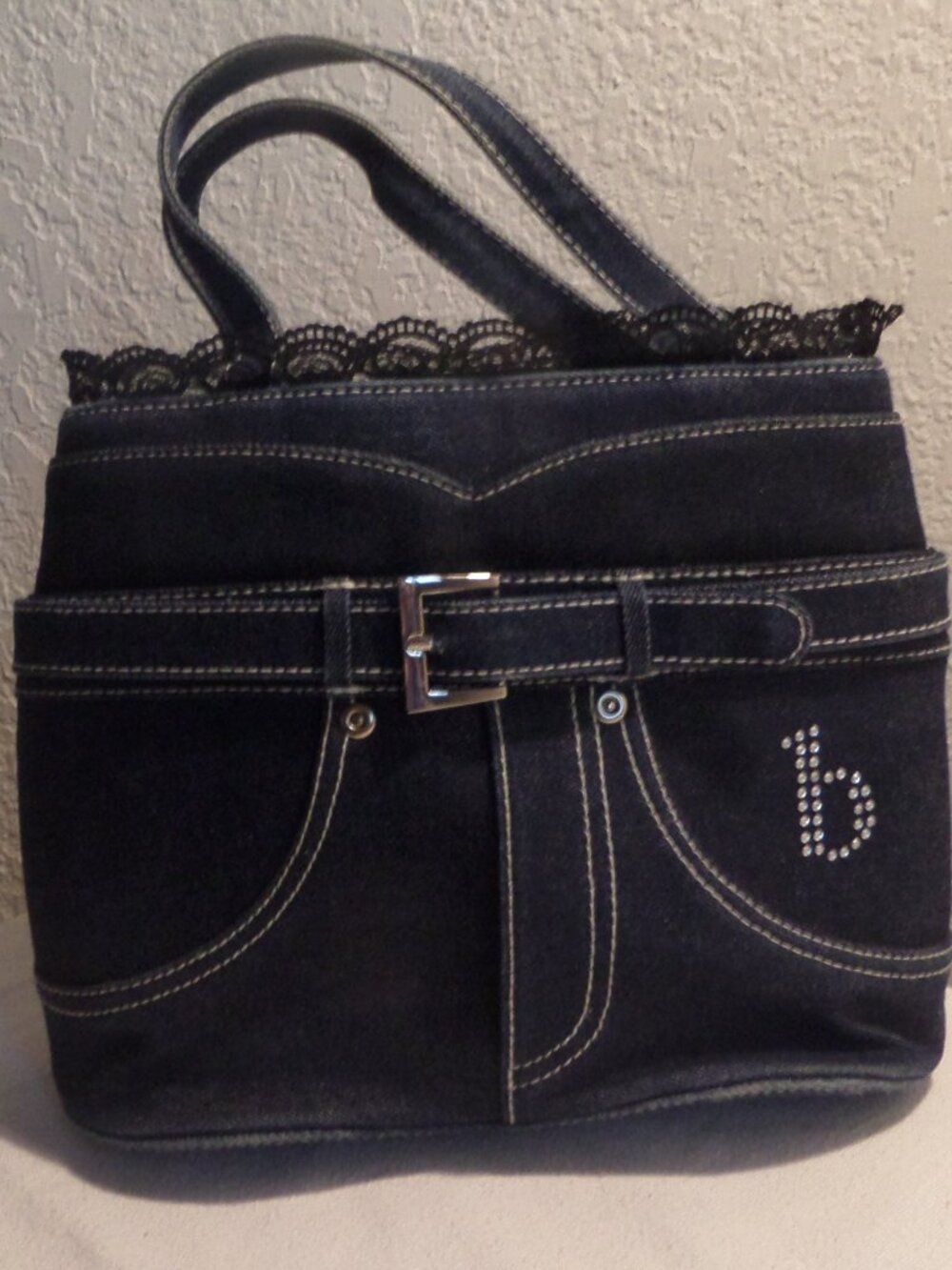 Y2K Far Nine blue denim jeans shorts purse w/ shoulder strap